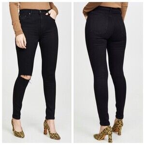 Reformation High & Skinny Jeans Faded Black Women’s Size 25 Destroyed Denim
